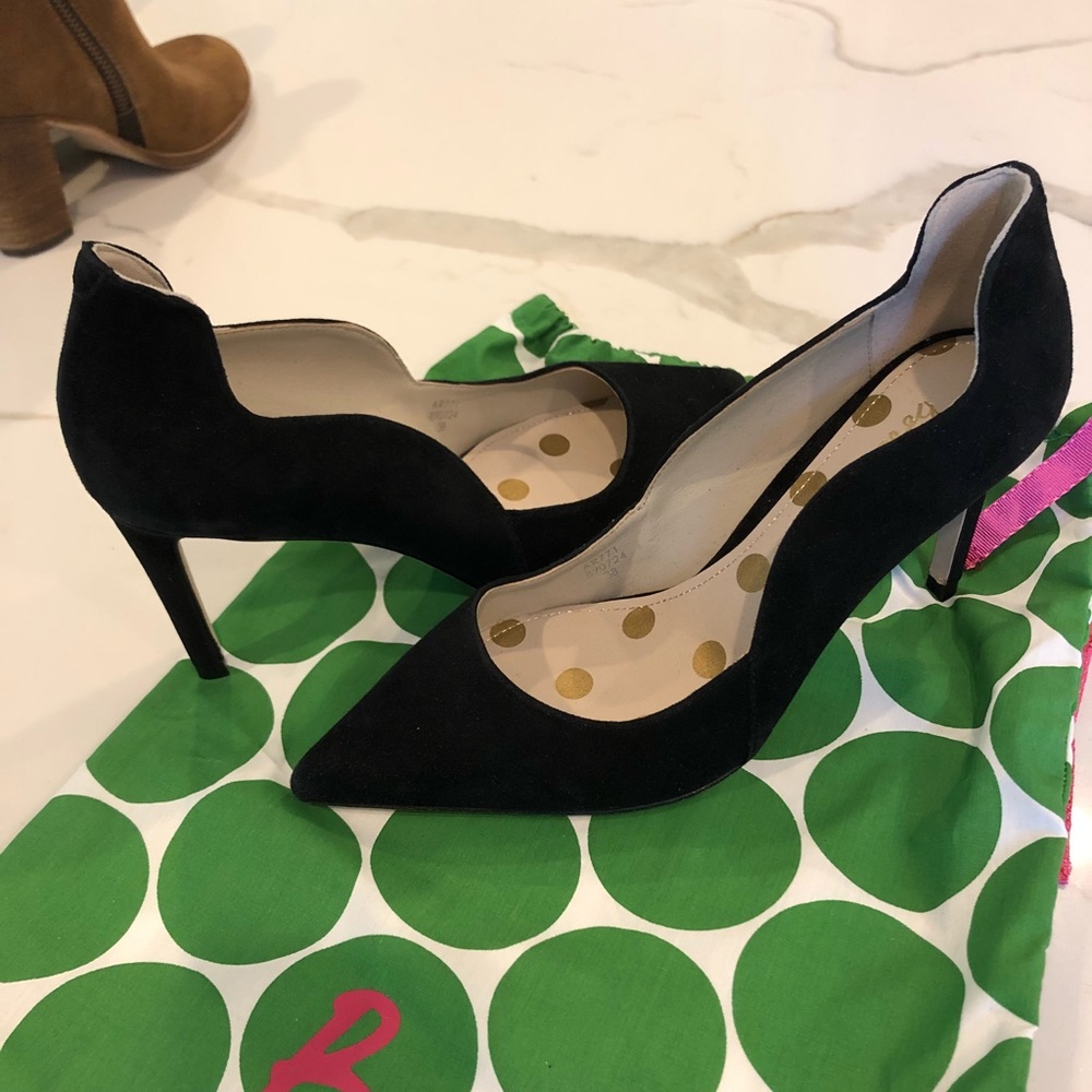 Boden black suede heels